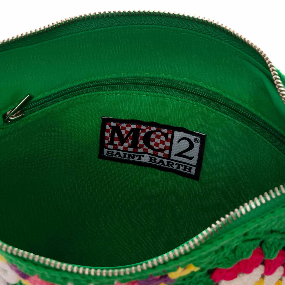 MC2 Saint Barth Parisienne Green Crochet Pouch Bag With Saint Barth
