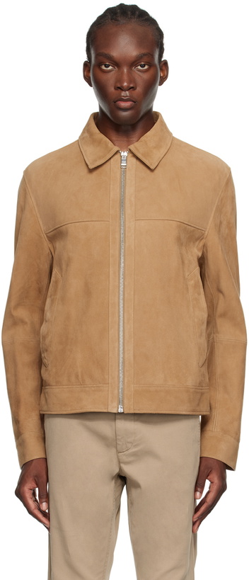 Photo: BOSS Tan Regular-Fit Leather Jacket
