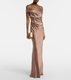 The Sei Bardot off-shoulder silk charmeuse gown