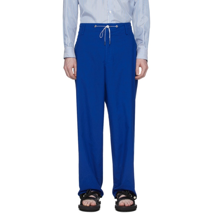 Fumito Ganryu Blue Silk Broadcloth Trousers Fumito Ganryu