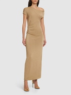 ALBERTA FERRETTI Draped Jersey & Lurex Midi Dress