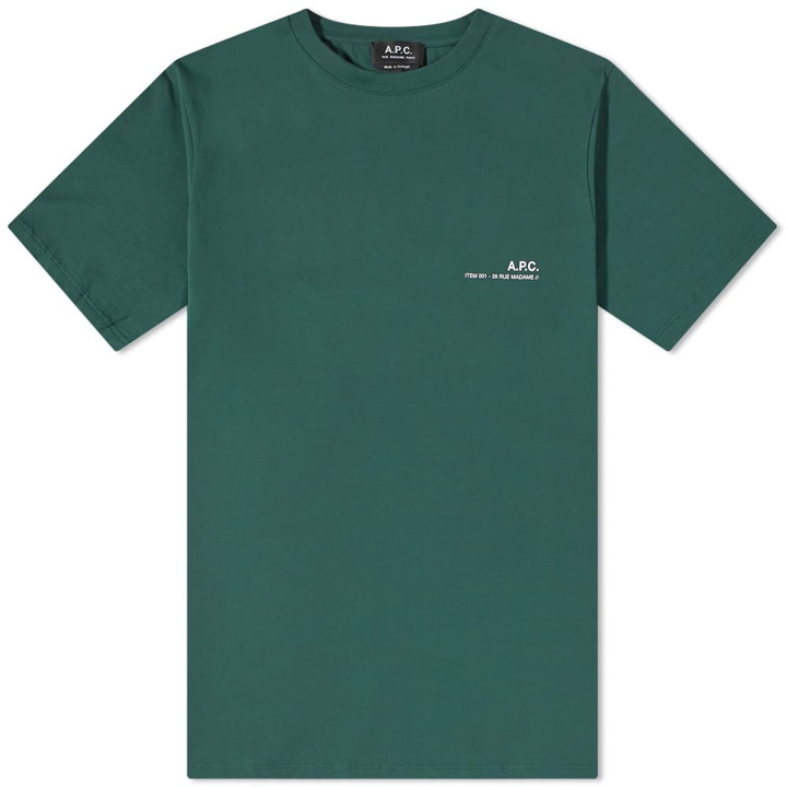 Photo: A.P.C. Men's A.P.C Item Logo T-Shirt in Green
