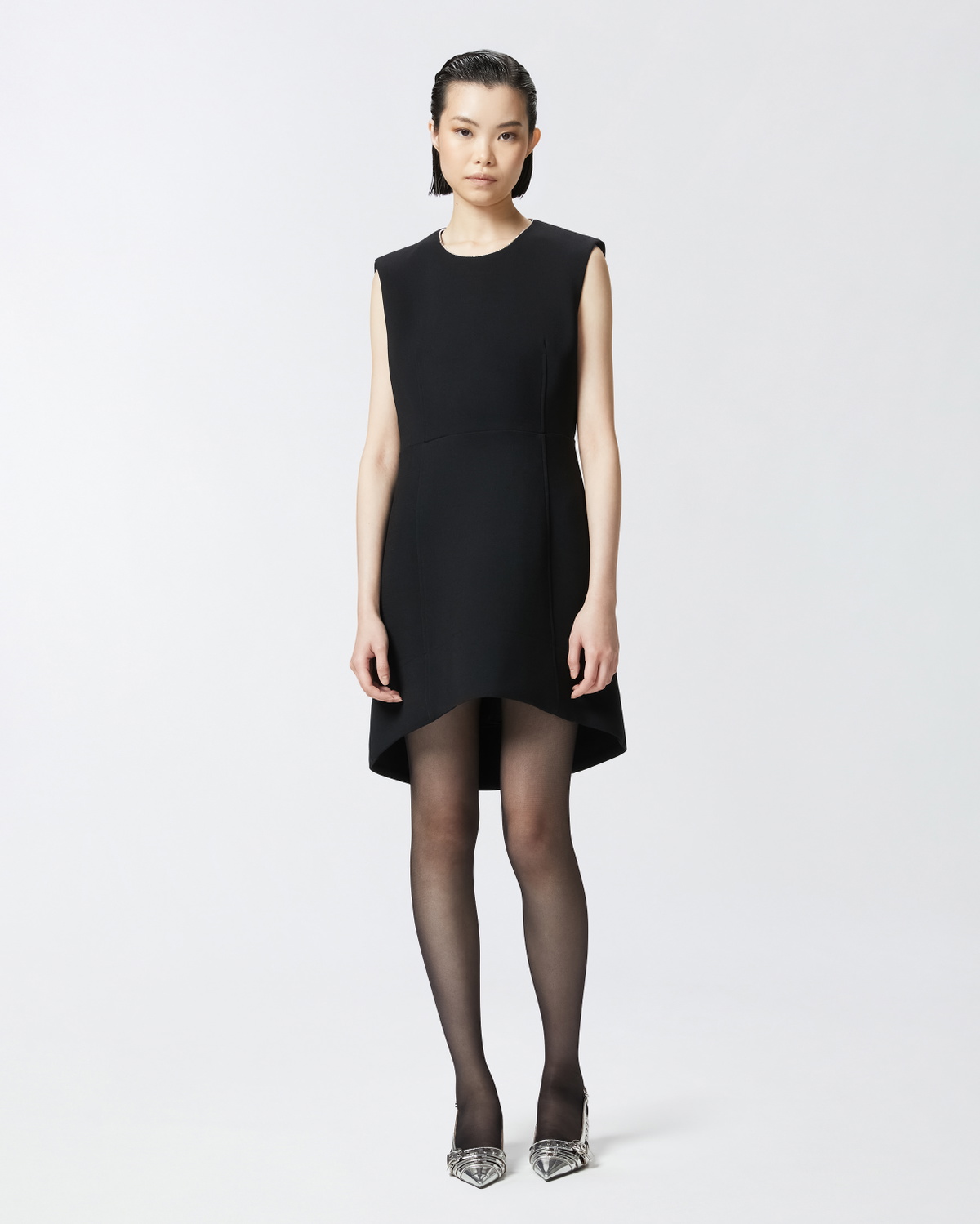 Pinko Mini Dress With Open Back And Rhinestones Limo Black