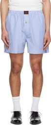 WILLY CHAVARRIA White & Blue Willy Woven Boxer Shorts