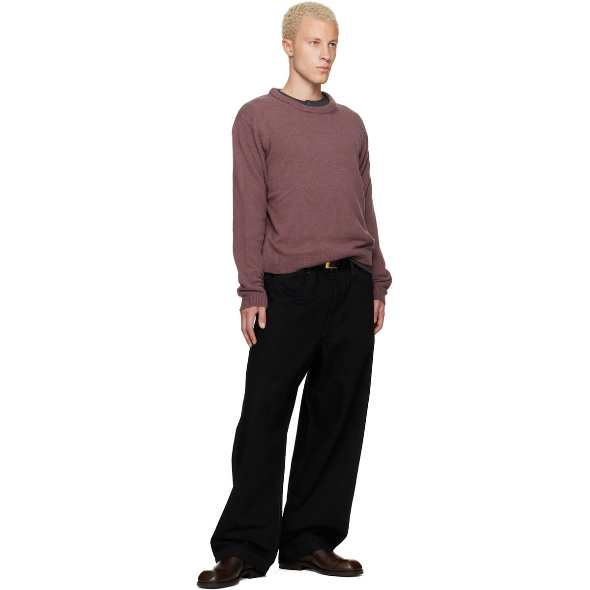 LEMAIRE Purple Crew-Neck Alpaca Wool Blend Sweater
