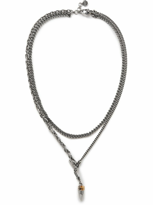 Photo: Alexander McQueen - Burnished Silver and Gold-Tone Pendant Necklace - Silver