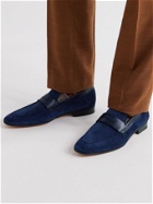 Berluti - Lorenzo Leather-Trimmed Suede Loafers - Blue