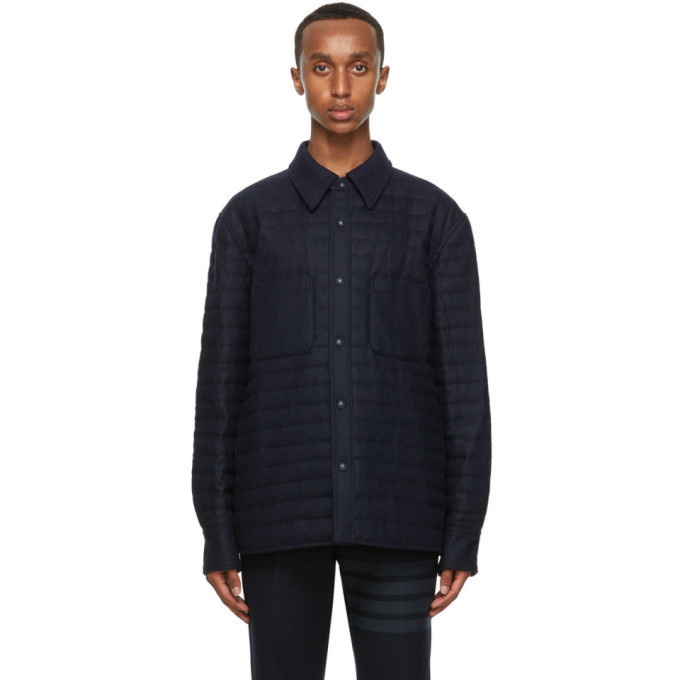 Photo: Thom Browne Navy Down Shetland Jacket