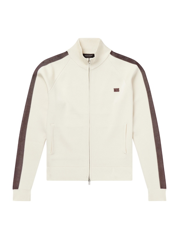 Photo: Wales Bonner - Tide Logo-Embroidered Knitted Jacket - White