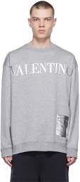 Valentino Grey Embossed Metallic Logo Sweatshirt