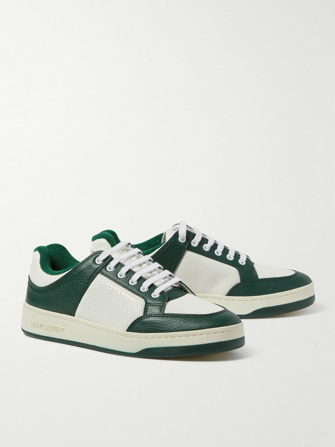 ★Saint Laurent★ SL61 Low Top Sneakers White Dark Green 713 SL/61 Low Top Sneakers in White Saint Laurent