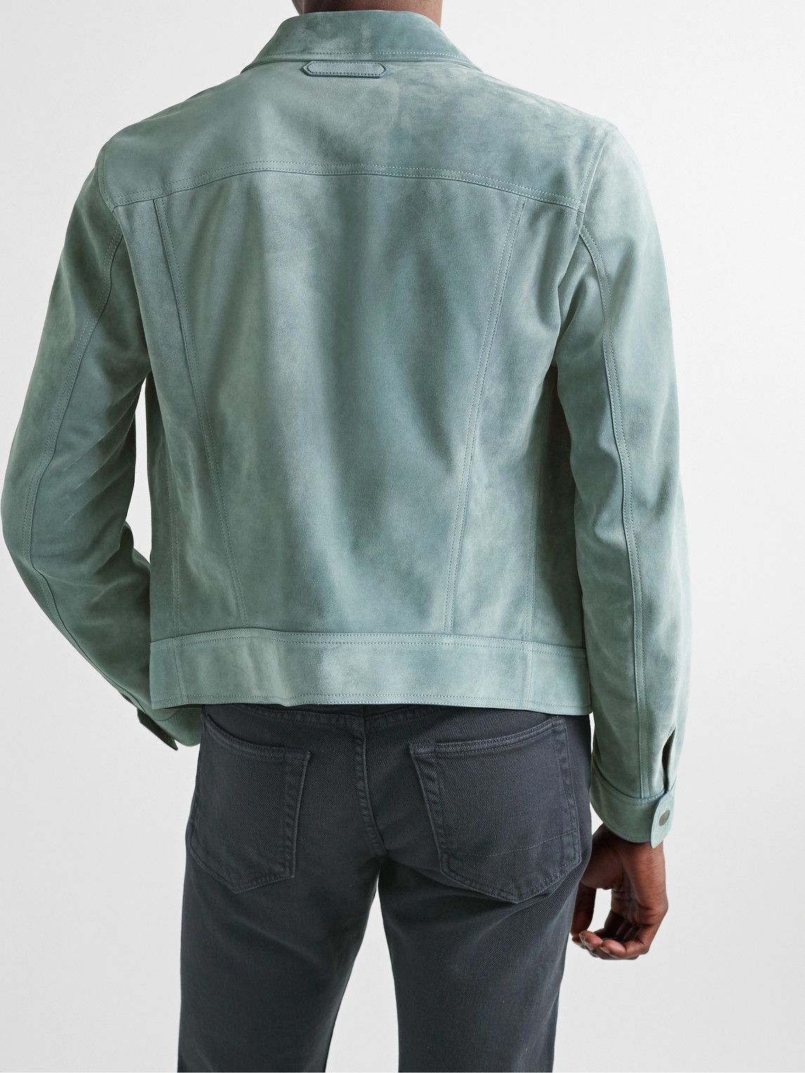 TOM FORD 24AW ジャケット ブルー系 Made In Italy TOM FORD - Slim-Fit Suede Jacket - Blue TOM FORD