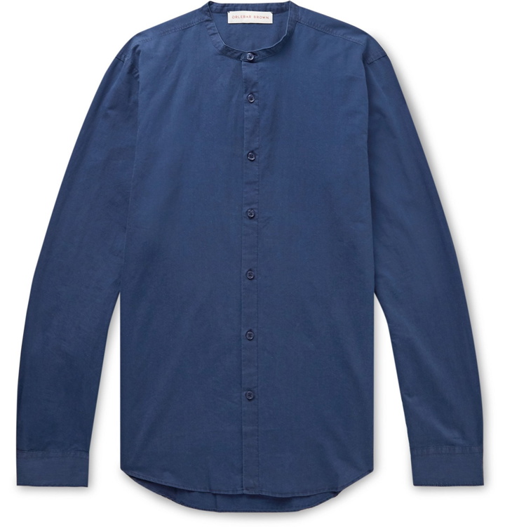 Photo: Orlebar Brown - Giles Slim-Fit Grandad-Collar Cotton Shirt - Blue