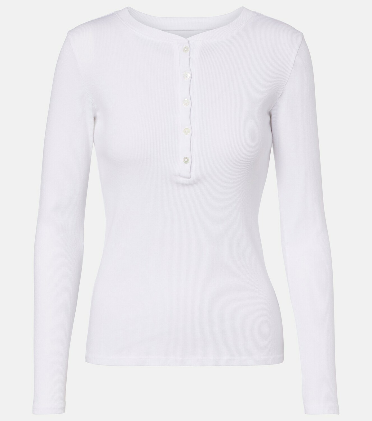 Nili Lotan Jordan ribbed-knit cotton Henley shirt
