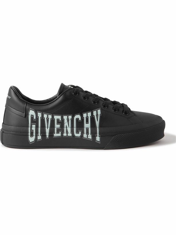 Photo: Givenchy - City Sport Logo-Print Leather Sneakers - Black