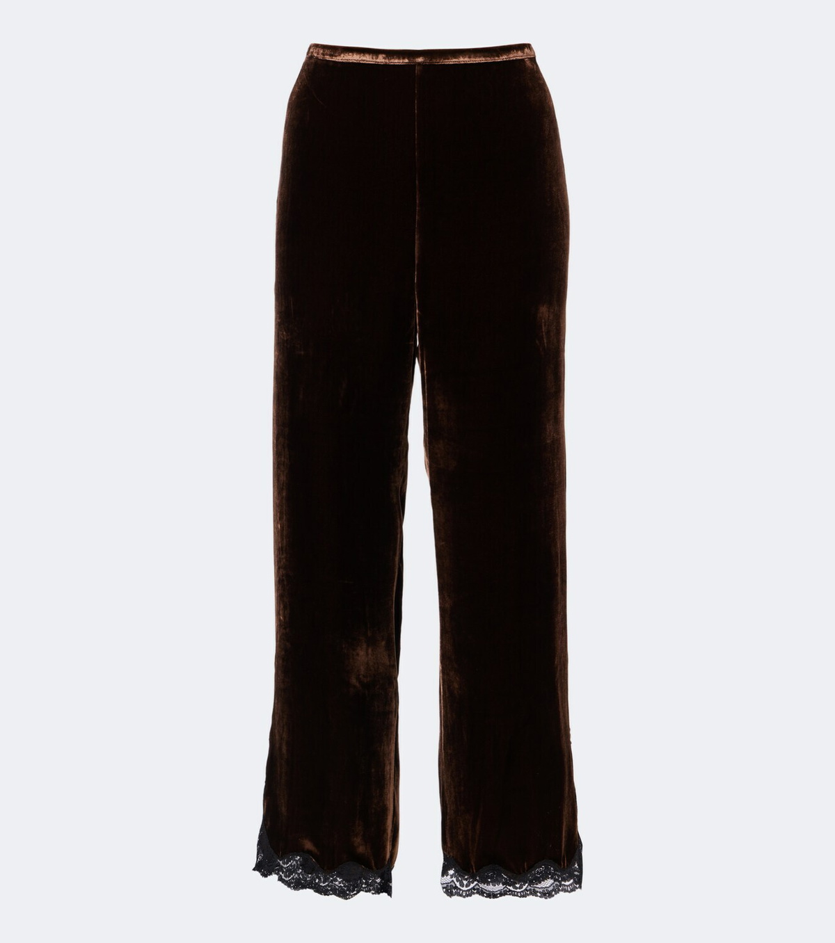 Rixo Mirielle lace-trimmed velvet wide-leg pants