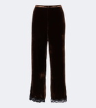 Rixo Mirielle lace-trimmed velvet wide-leg pants