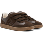 BALMAIN Brown 'Balmain Swan' Suede Sneakers