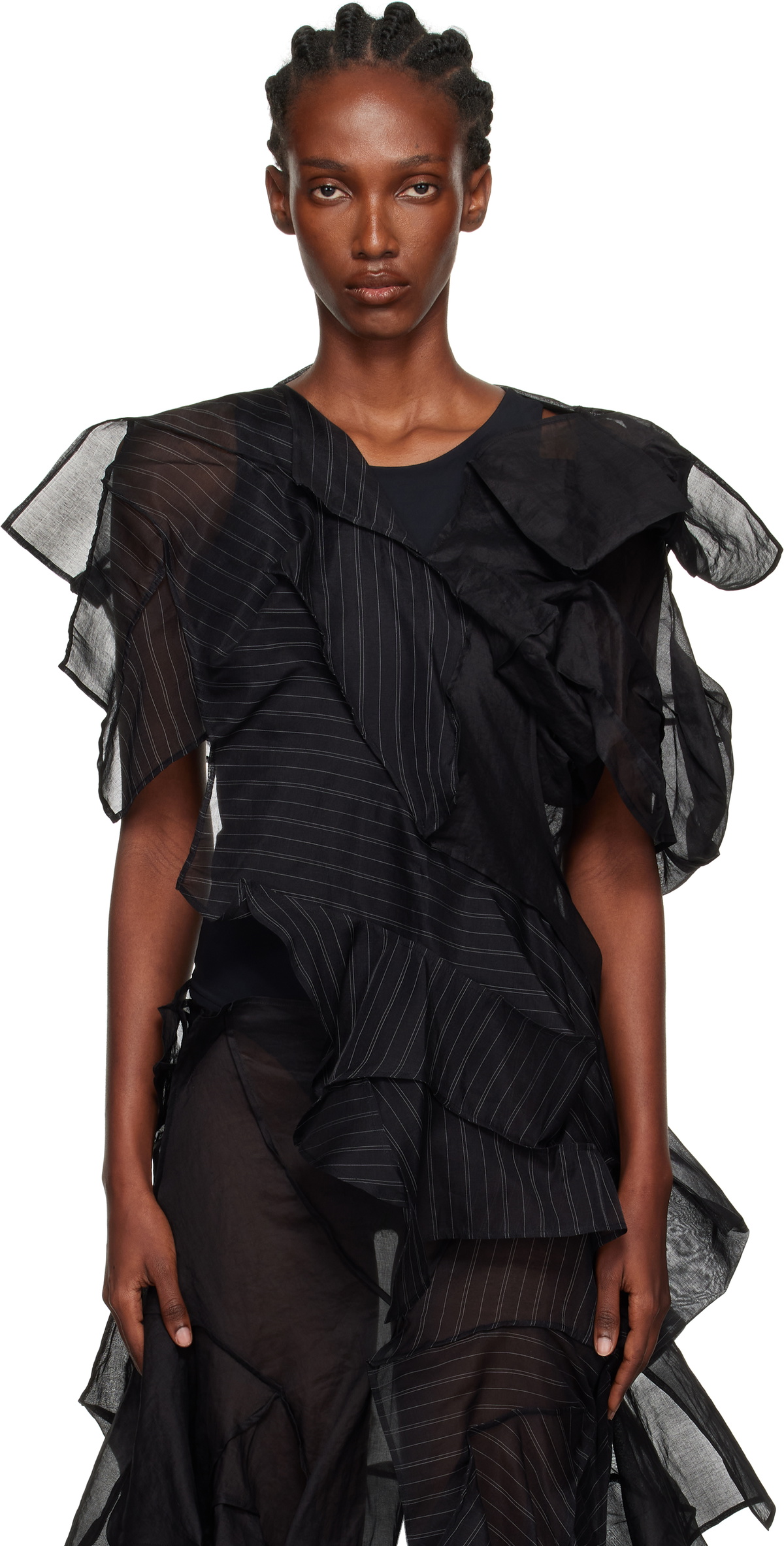 YOHJI YAMAMOTO Black ASM Darts 3D Blouse