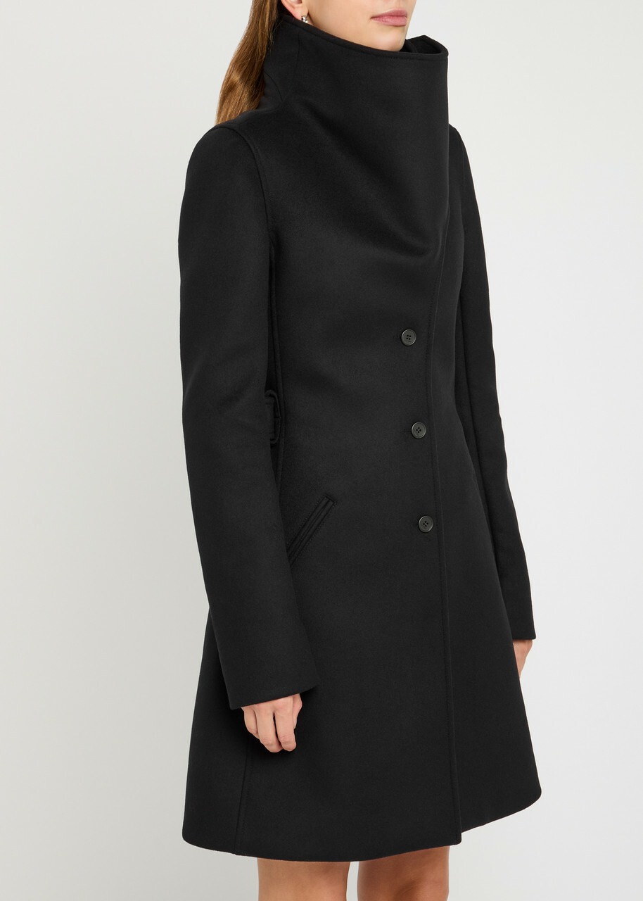 Courrèges Heritage Belted Wool and Silk-blend Coat Black