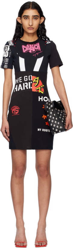 Photo: Marine Serre Black Upcycled Graphic T-shirts Minidress