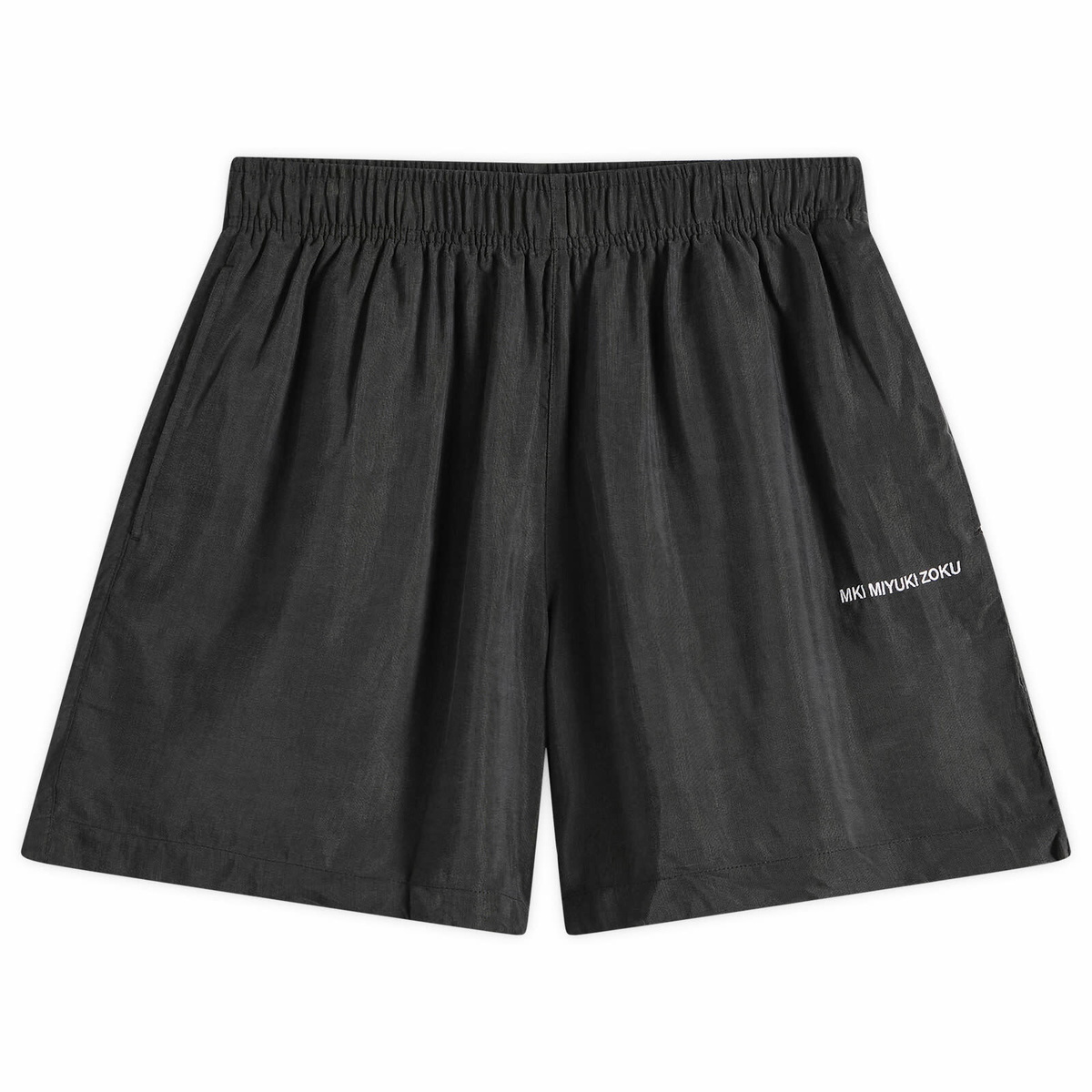 MKI Men's Ribbed Cupro Wide Leg Shorts in Sueded Black