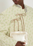 Simone Rocha Embellished Floral-jacquard Cotton-blend Coat Green