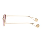 Gucci Gold and Pink Rectangular Sunglasses