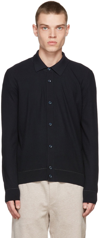 Photo: Brioni Navy Wool Knit Cardigan