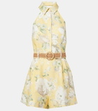 Zimmermann Acacia floral halterneck linen romper