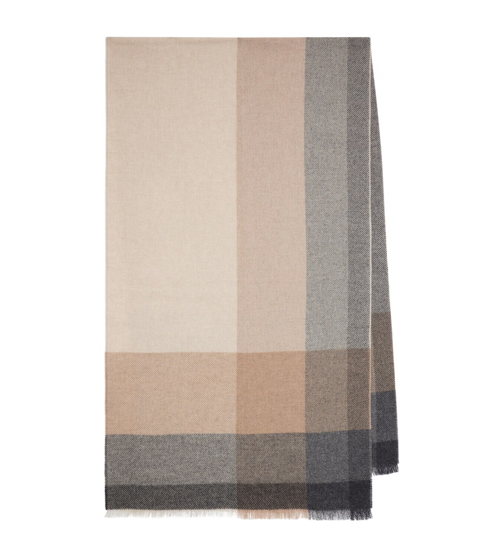 Photo: Brunello Cucinelli Checked wool and cashmere scarf