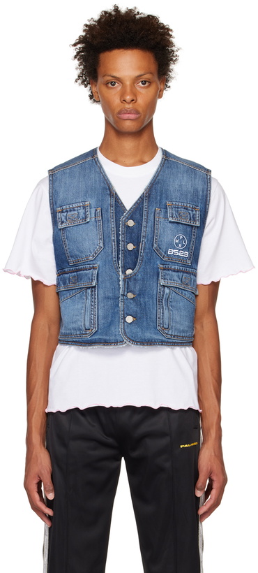Photo: PALMER Blue Embroidered Denim Vest