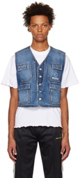 PALMER Blue Embroidered Denim Vest