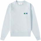 Maison Kitsuné Men's Double Monochrome Fox Head Sweater in Blue Haze Melange