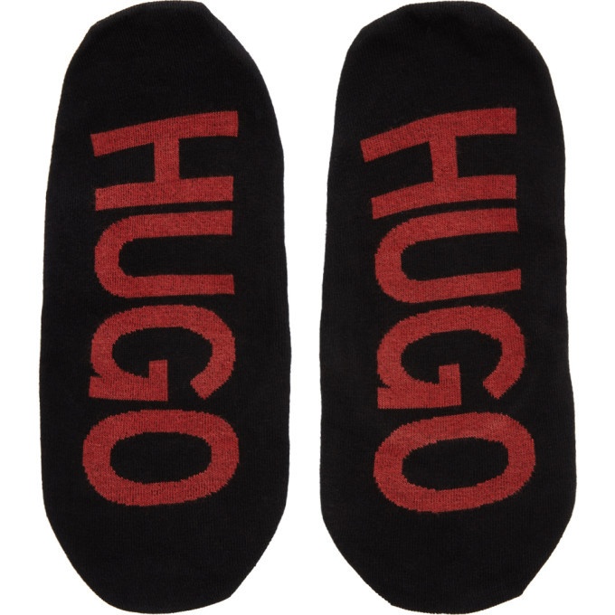 Photo: Hugo Two-Pack Black and Red SL Logo Socks