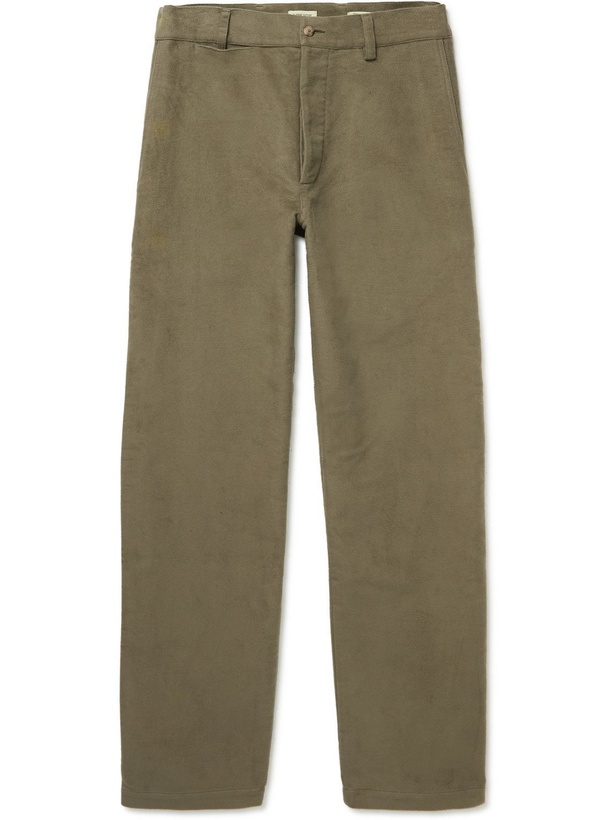 Photo: De Bonne Facture - Straight-Leg Cotton-Moleskin Trousers - Green