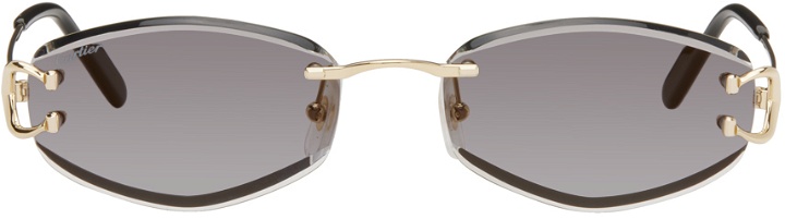 Photo: Cartier Gold Signature C Geometrical Metal Sunglasses