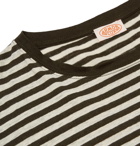 Armor Lux - Héritage Striped Cotton and Linen-Blend T-Shirt - Dark green