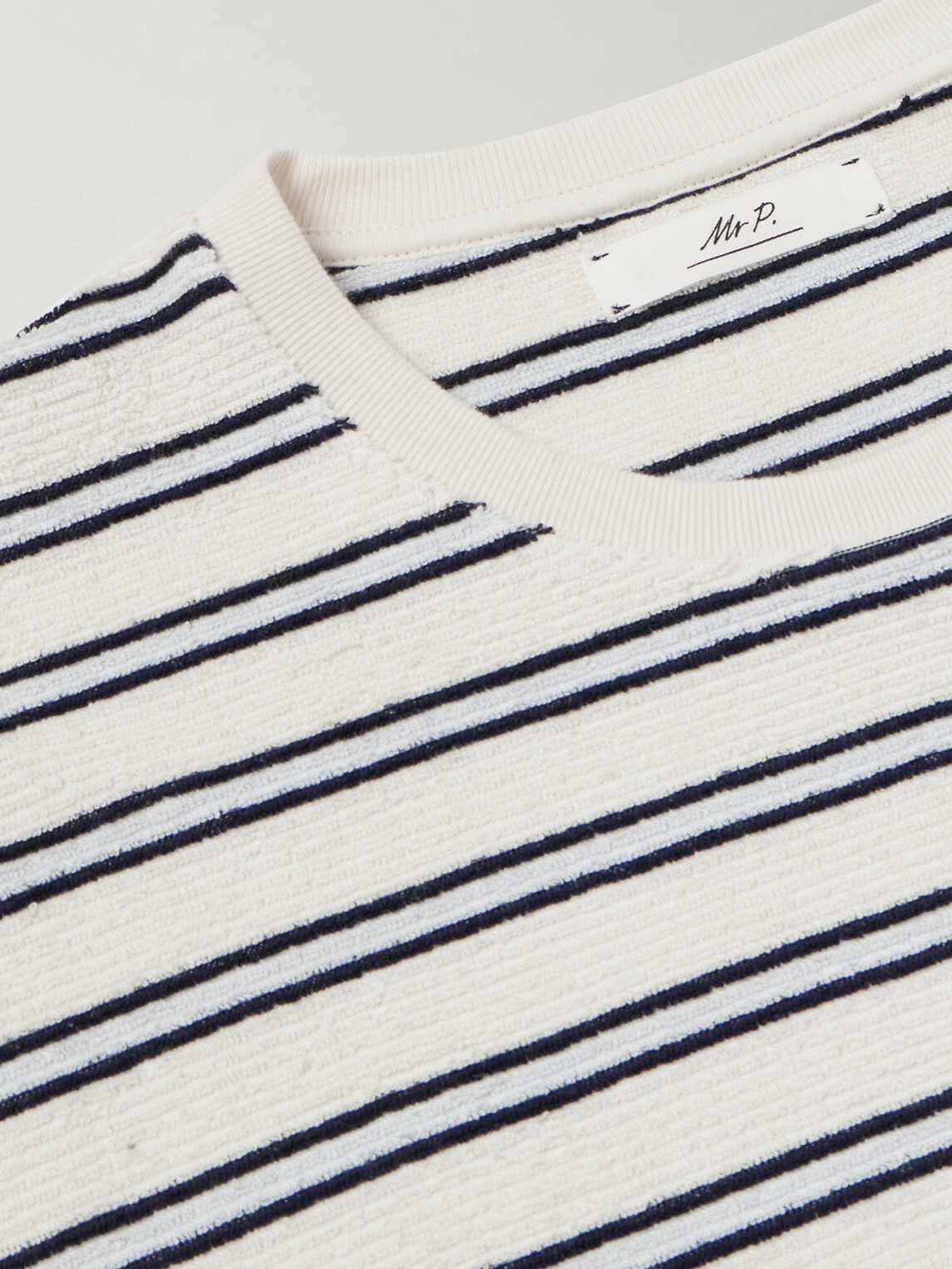Mr P. - Striped Cotton Terry T-shirt - Blue