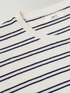 Mr P. - Striped Cotton Terry T-shirt - Blue