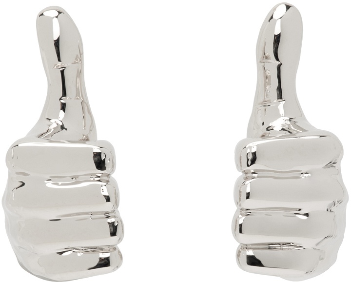 Photo: Y/Project Silver Mini Thumbs Up Earrings