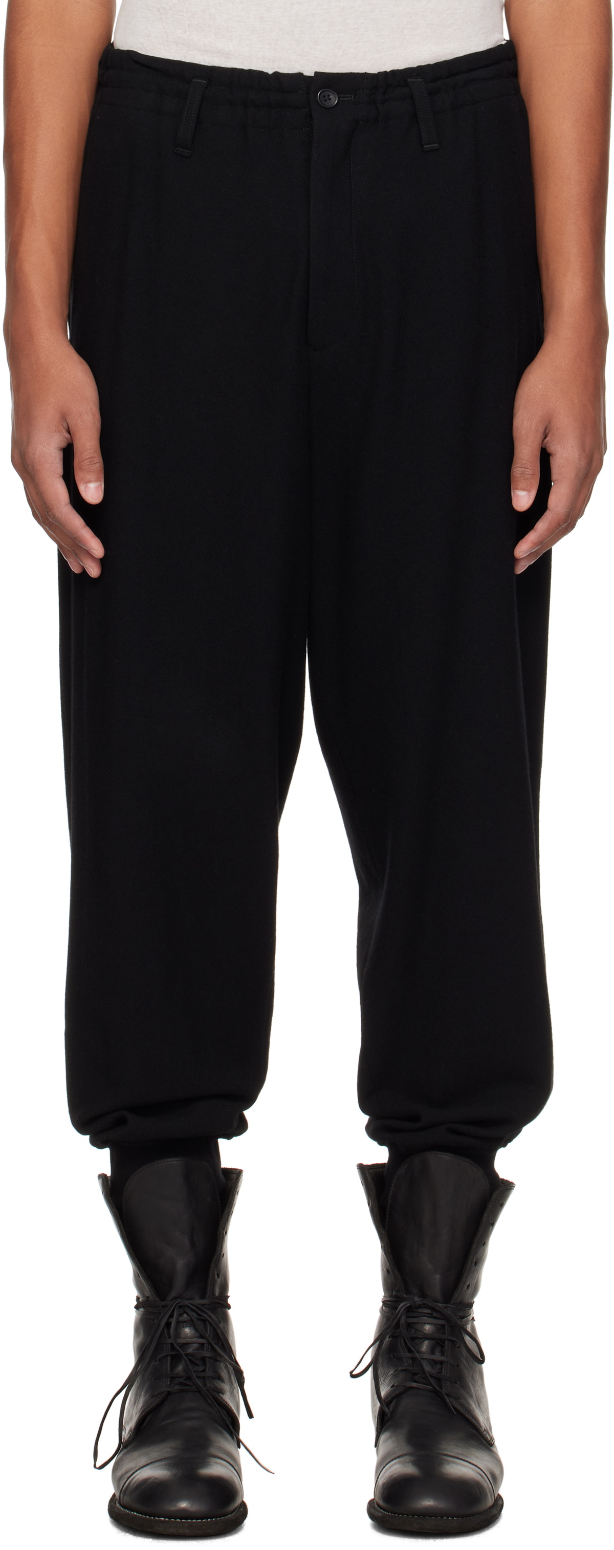 YOHJI YAMAMOTO Black R-Rib Trousers Yohji Yamamoto