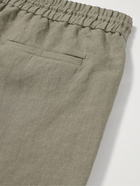 De Bonne Facture - Washed Linen-Canvas Drawstring Shorts - Green