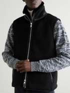 Mr P. - Full-Grain Leather-Trimmed Perforated Shearling Gilet - Black