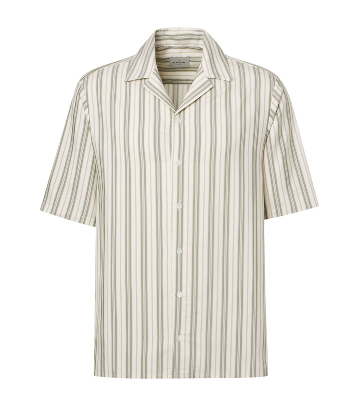 Photo: Le Kasha Striped silk bowling shirt