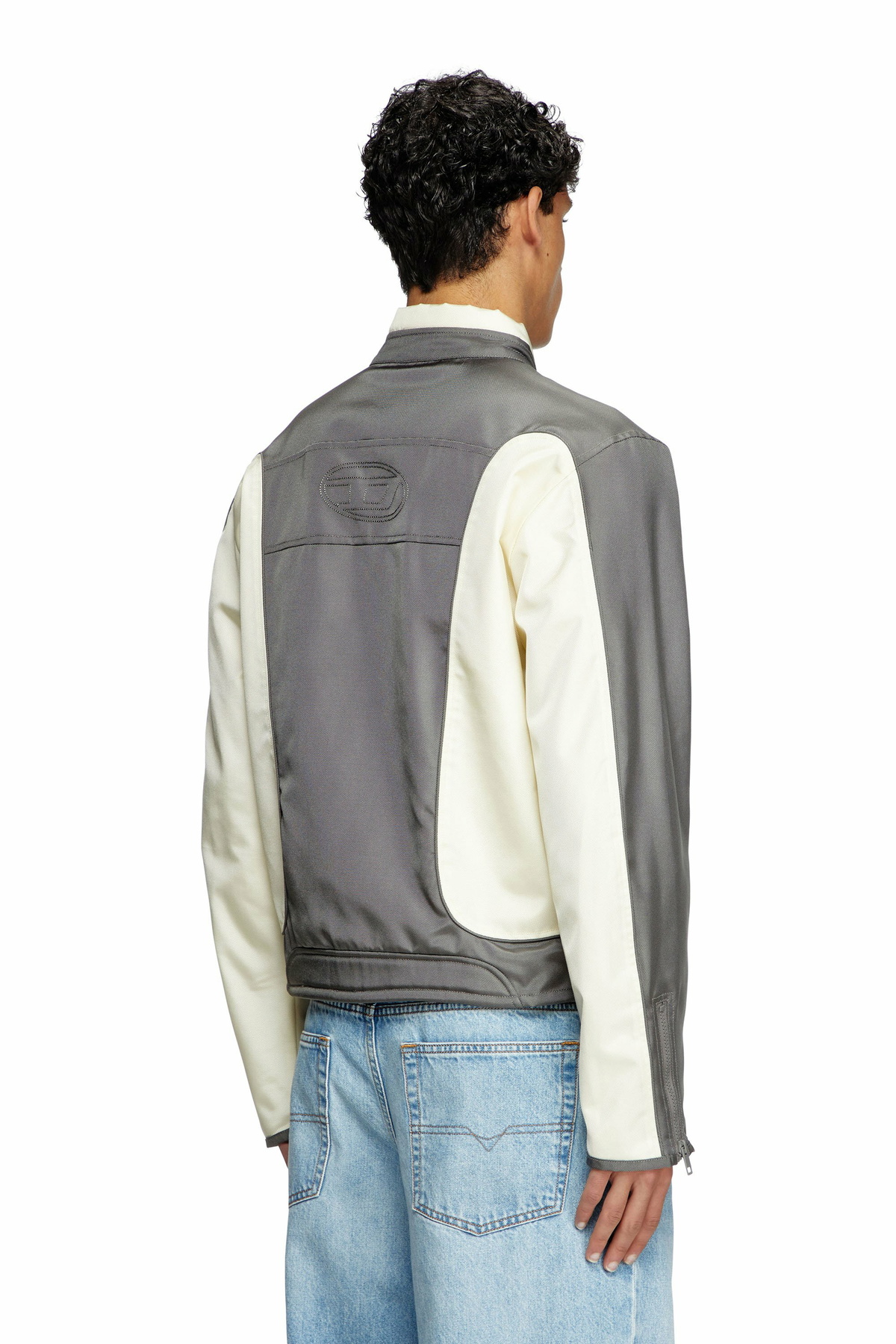 新品★タグ付き　DIESEL ヒッコリージャケット Diesel Colour-block biker jacket with piping - Jackets Mens