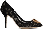Dolce & Gabbana Black Taormina Devotion Heart Lace Pumps