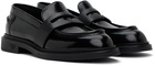 Emporio Armani Black Brushed Leather Loafers