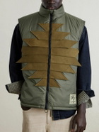 KAPITAL - Zepher Suede-Trimmed Shell Gilet - Green