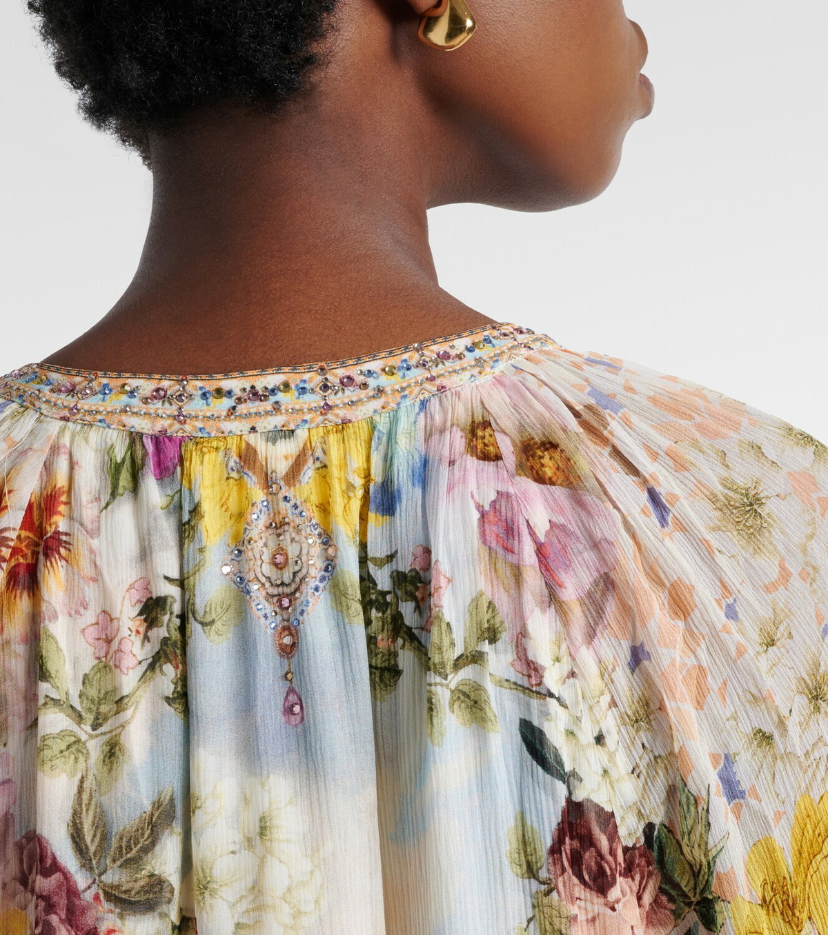 Camilla Embellished printed silk maxi dress